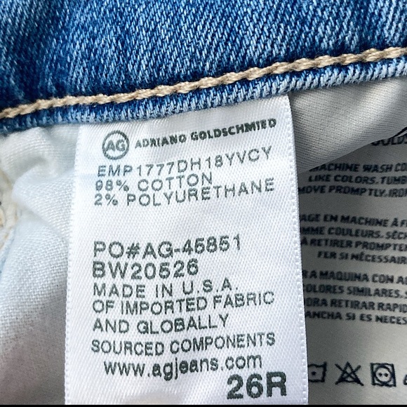 Light Wash Adrianna Goldschmied AG The Farrah Skinny High Rise Frayed Hem Jeans - Picture 6 of 6